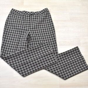 Y2K Does 70s In Moda Plaid Flare Pants Size 14 Black Cream VTG 1990s